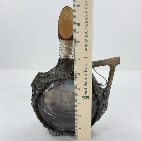 Vintage Austrian Decanter Glass Bottle Scenic Linz Tree Bark Design Cork Stopper - Picture 10 of 12